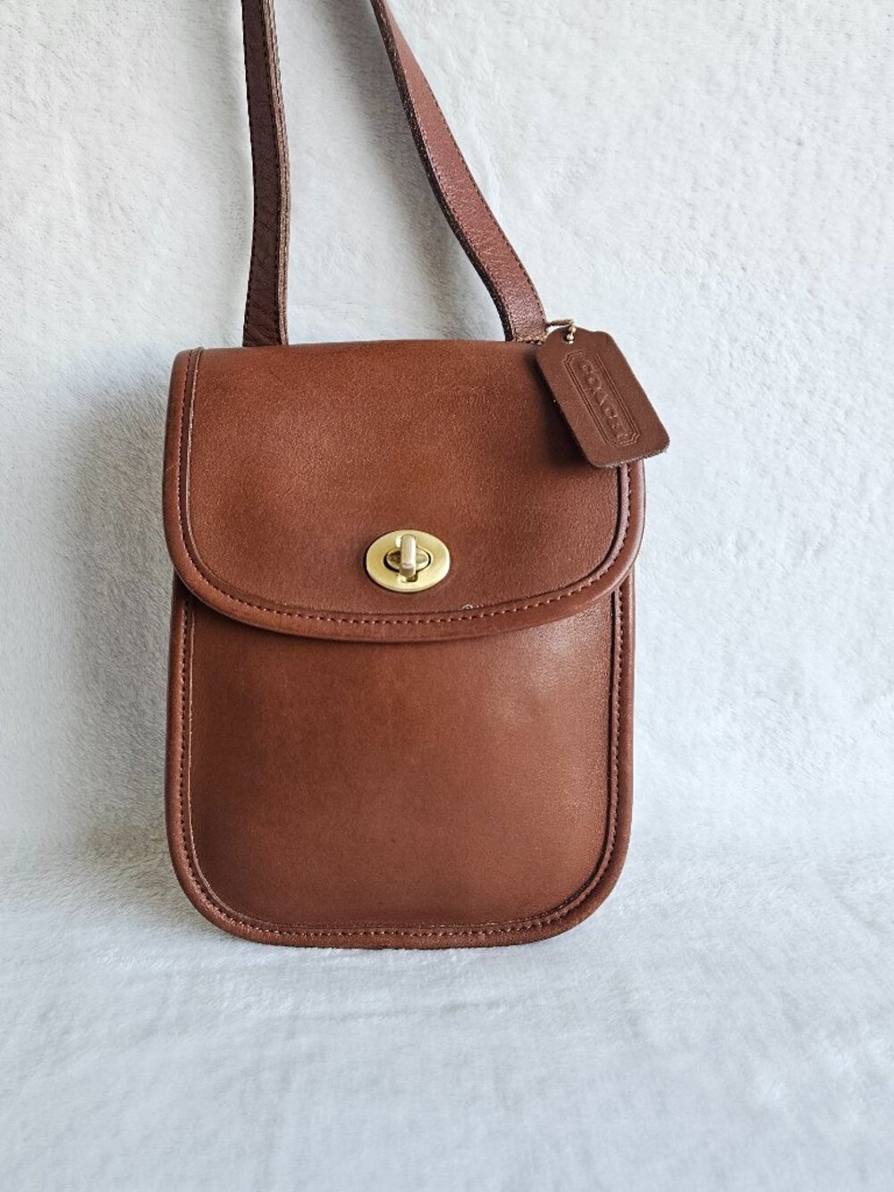 Vintage Old Coach Side Pack Scooter British Tan Shoulder Crossbody Bag #9978